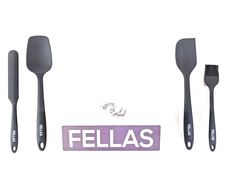 FELLAS – Spatel Set 5-teilig aus Silikon mit Teigschaber und Metallhaken