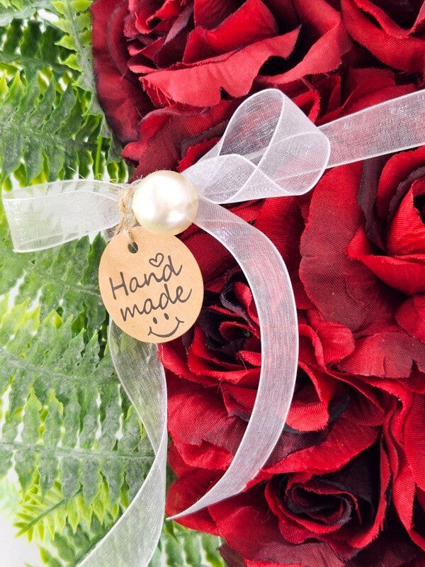 Casa-Poador Herzgesteck Grabschmuck Herz rote Rosen Kunstblumen Natur Friedhof