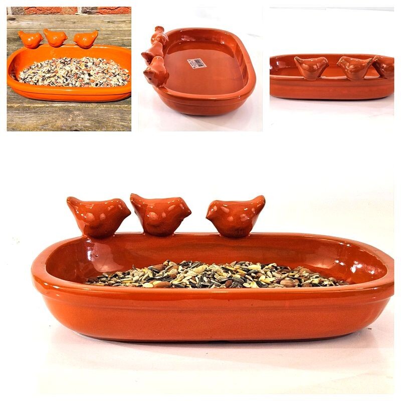 Vogeltränke Vogelbad Orange Garten Wasserschalen Vogelbecken Tiertränke Geschenk