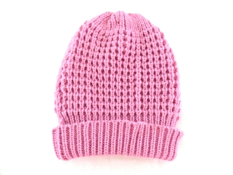 Mützen Strickmützen Umschlag in 4 Farb - Varianten Beige Rosa Rot d. Braun