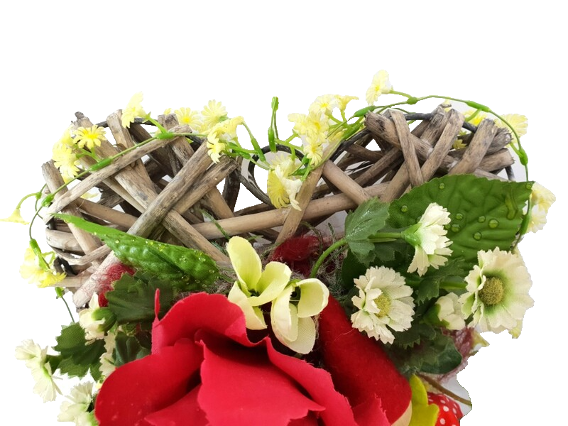 Casa-Poador Herz Rebengesteck Rot Weiß Rose Kunstblumen Geschenk Valentinstag