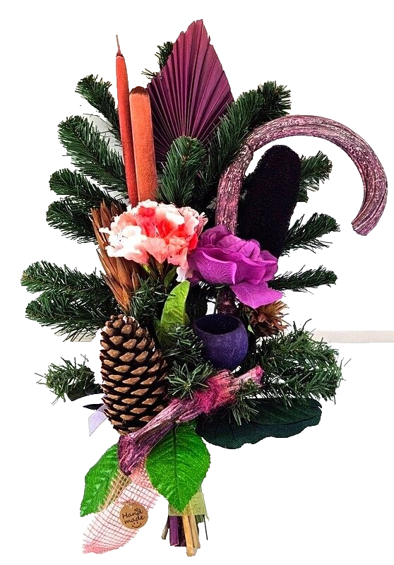 Grabschmuck Trockenblumen Exoten Lila Rosa Naturmaterial Totensonntag Friedhof