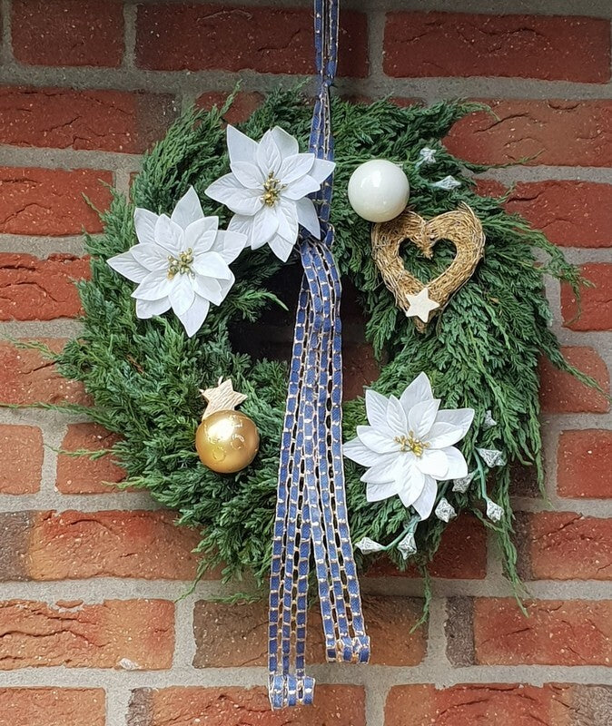 Kranz Wacholder Rohling halbrund Juniperus Adventskranz Frisch 35 cm Dekoration