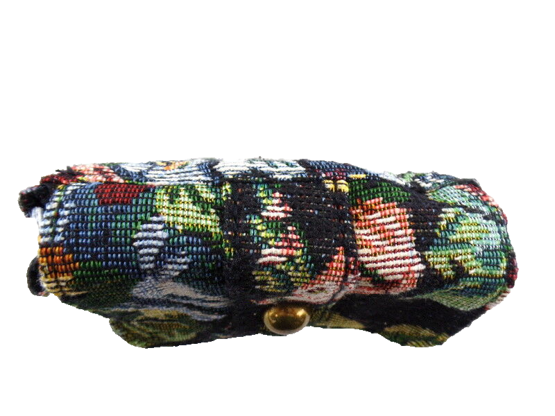 Geldbörse Schwarz Portmonaie Wallet Etui fortlaufendes Blumenmuster Magnetversch
