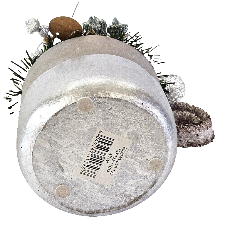 Casa-Poador Weihnachtsgesteck künstliche Tanne Eukalyptus Silber Grau Weiß Kerze