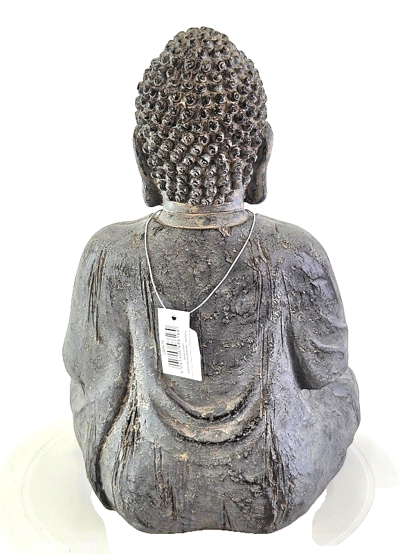 Buddha Figur sitzend Feng Shui Statue Thai grau 30 x 20 x 18 cm Deko Geschenk