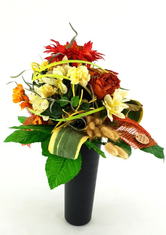 Strauß Sonnenblumen Nelken Rose Kunstblumen Grabstrauß Geschenk künstliche Blume