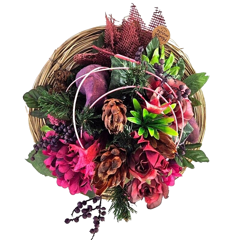 Casa-Poador Grabgesteck Rosa Lila Naturdeko Künstliche Blumen Gedenken Friedhof