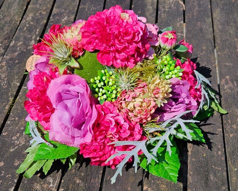 Strauß künstlich Rosa Pink Grün Kunstblumen 30 cm Lang 30 D rund