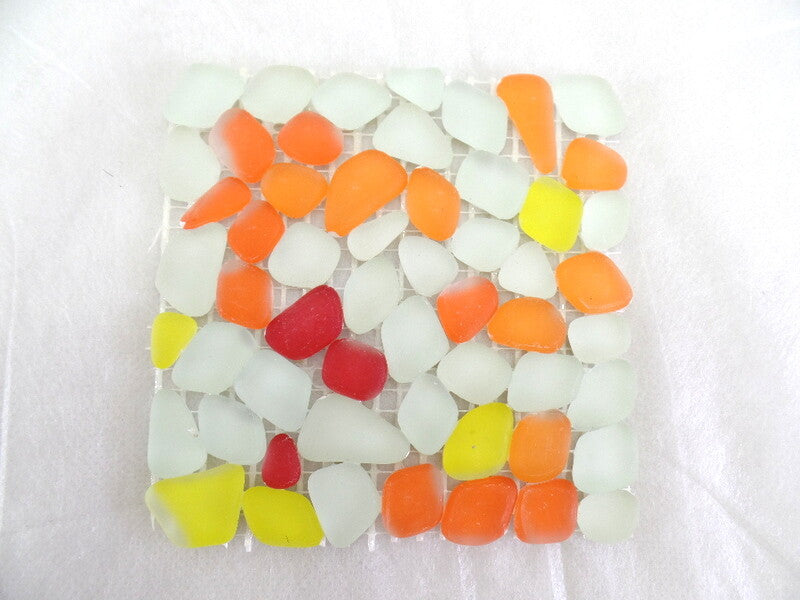BORDÜRE Glasmosaik Napoli/M Polygonal Soft Glas milchig Gelb Orange Rot matt