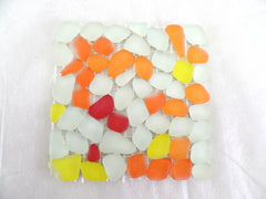 BORDÜRE Glasmosaik Napoli/M Polygonal Soft Glas milchig Gelb Orange Rot matt