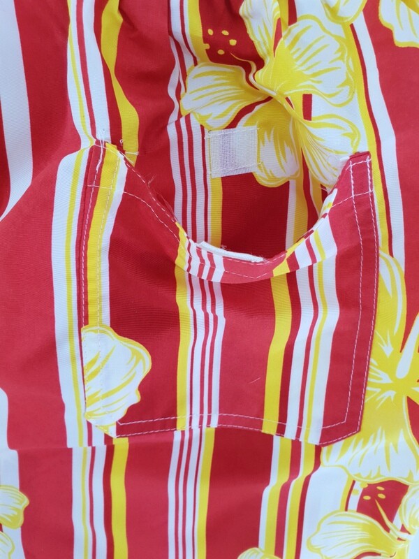Shorts Badehose L / XL Lotus Shorts geblümt gestreift Gelb Rot Weiß Freizeit