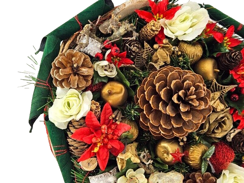 Grabkranz Zapfen Natur künstliche Tanne Rosen Allerheiligen TotensonntagFriedhof