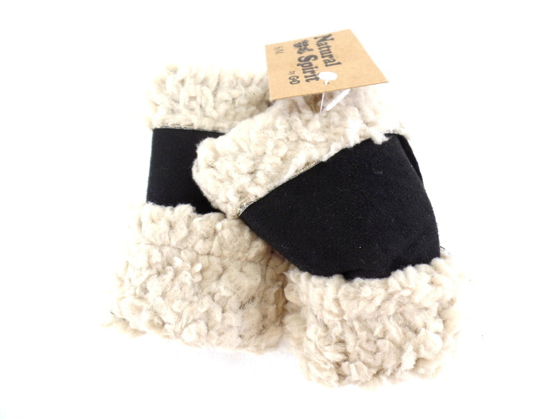 Handschuhe Fingerlos Schwarz S / M Kunstleder Kunstfell Natural Spirit
