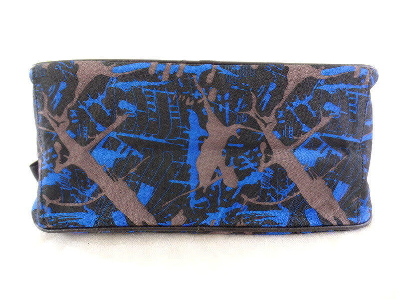 Geoss Tasche Blau Grau Schwarz gemustert Schultertasche Reißverschluss Henkel