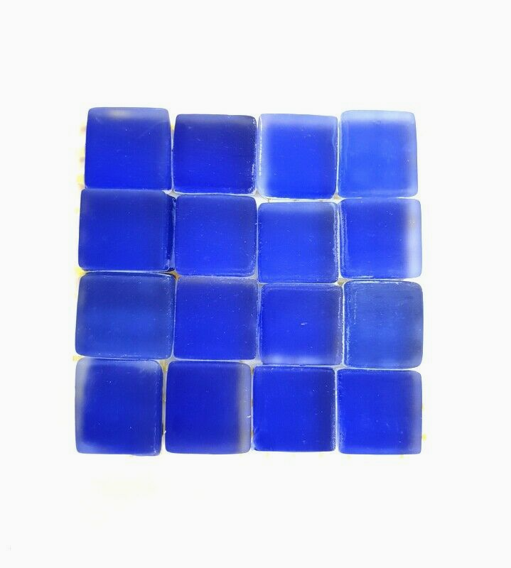 Glasmosaik Blau matt Glas Borde 4 x Quadrate Mosaik Glas Basteln Deko