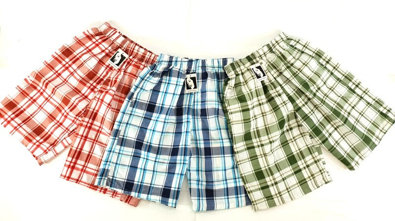 Badehosen Kinder 3 für 2 Badeshorts146 - 158 Rot Blau kariert Shorts Kinder