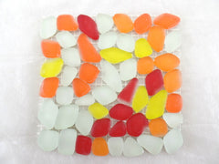 BORDÜRE Glasmosaik Napoli/M Polygonal Soft Glas milchig Gelb Orange Rot matt