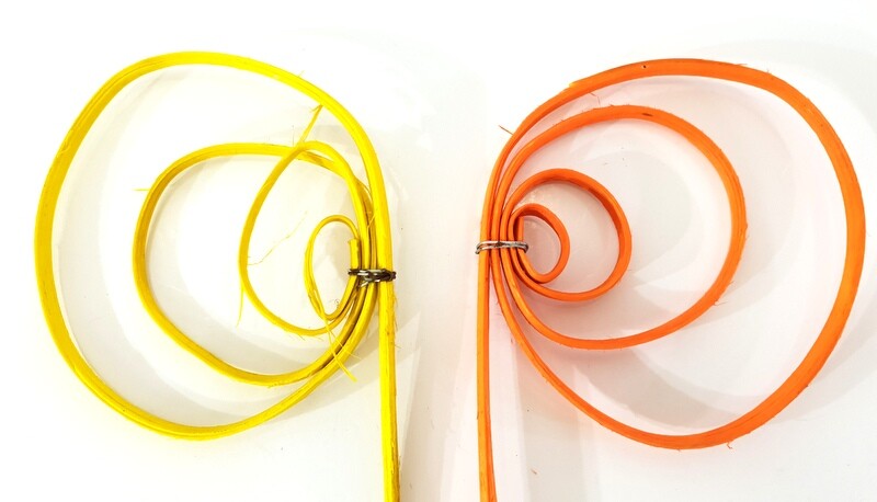 Trockenblumen Rohrkreisel Cane Coil mini Gelb Orange Mix Naturmaterial Deko
