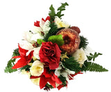 CASA - POADOR GRABGESTECK Schale Weiß Rot Weihnachtsstern Rosen Kunstblumen