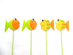 Fischstecker 12 Stück Metall flach lackiert am Stab 25 cm