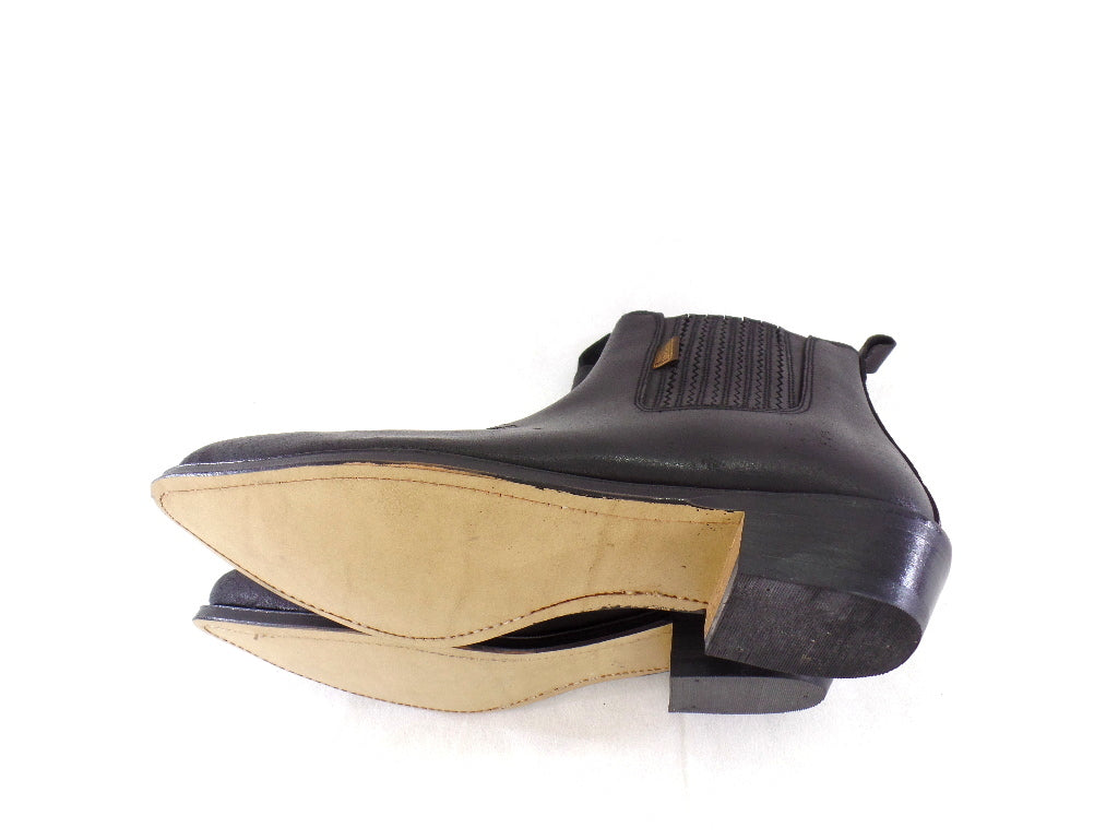Reitstiefelette 45 Schwarz Spitz Gummizug Echtleder Spitz Labor USA 11,5 UK 11