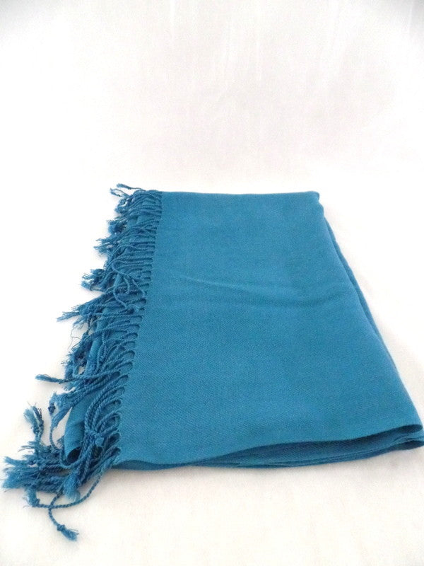 Schal Tuch Stola Fransen Türkis 100 % Viscose XXL Schal 190 Lang 65 Breit