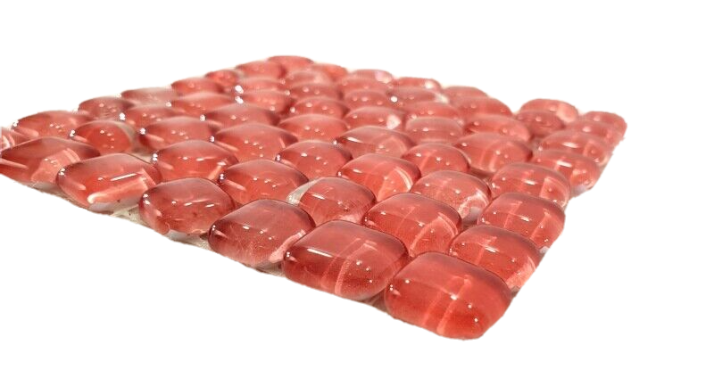 Glasmosaik Polygonal Soft Glas Rot Bologna 1 x Quadrat glatt glänzend Mosaik