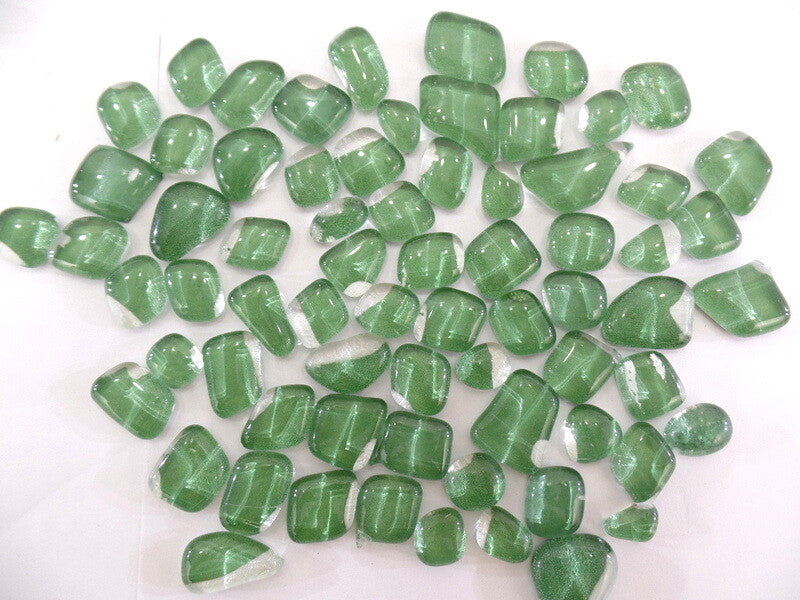 Glasmosaik Grün Glas  500 g  8 - 20 mm transparent unregelmäßig lose Steine