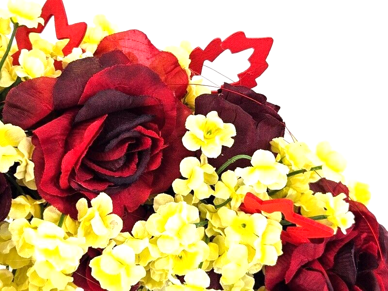 Kranz Tür/ Wand Kranz 40 cm künstlich wie echt rote Rosen Holzblätter Dekoration