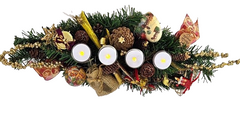 Weihnachtsgesteck Tischschmuck Nostalgie Zapfen Kugeln Tanne Kerzen