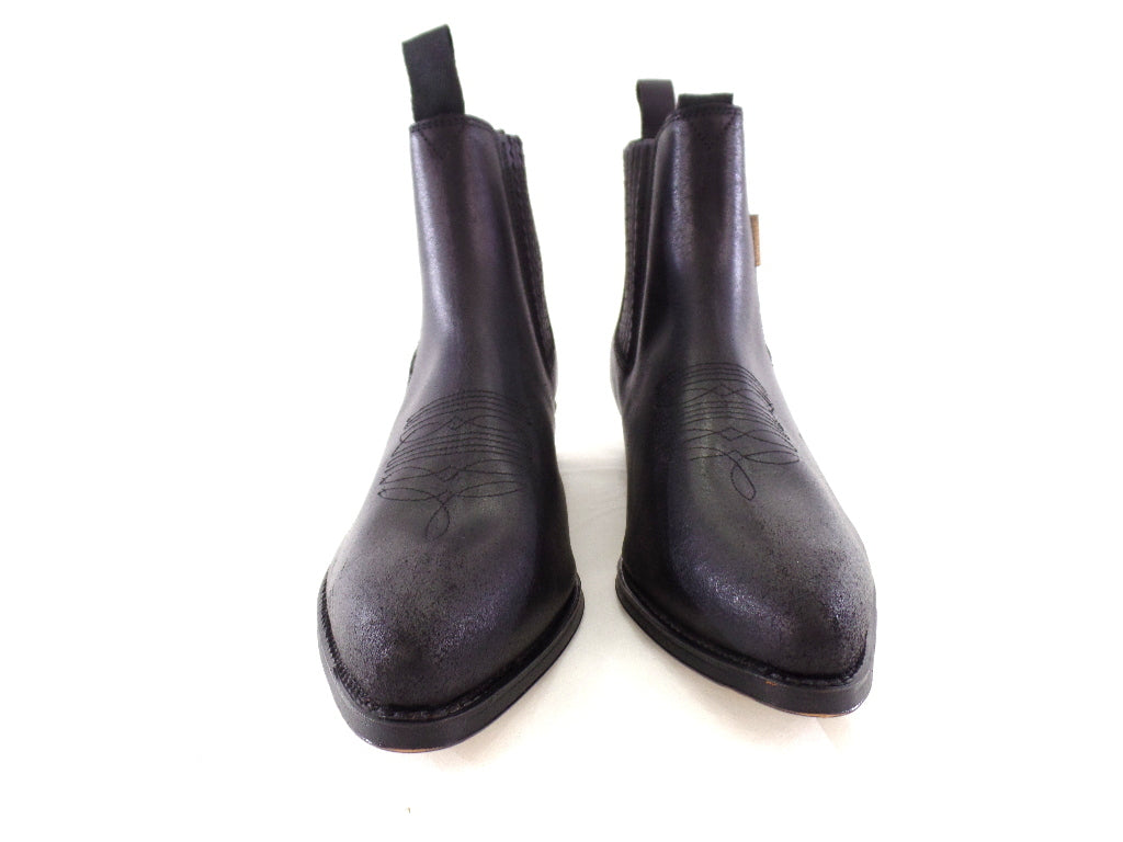 Reitstiefelette 45 Schwarz Spitz Gummizug Echtleder Spitz Labor USA 11,5 UK 11