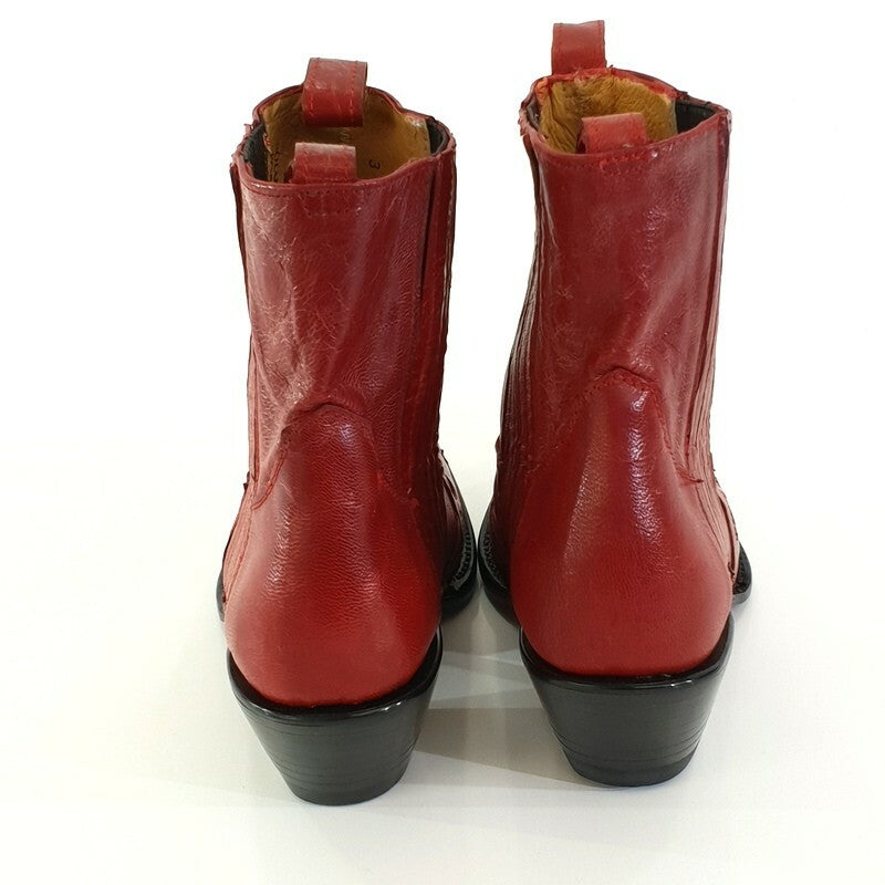 Westernstiefel 39 Rot Short Rojo Natural Rot Applikationen Leder spitz Go West