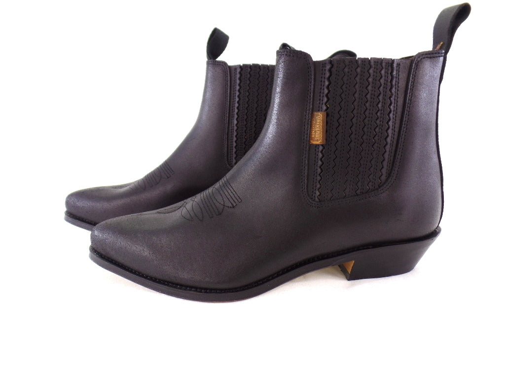 Reitstiefelette 45 Schwarz Spitz Gummizug Echtleder Spitz Labor USA 11,5 UK 11
