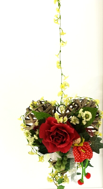 Casa-Poador Herz Rebengesteck Rot Weiß Rose Kunstblumen Geschenk Valentinstag