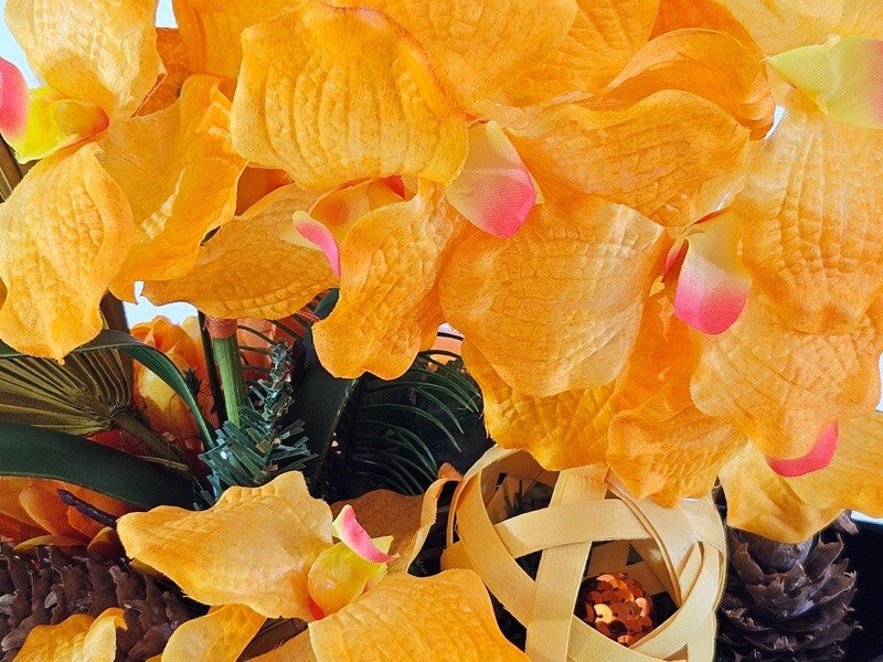 Casa-Poador Weihnachtsgesteck ellipse Orange Orchidee Rose künstlich Dekoration
