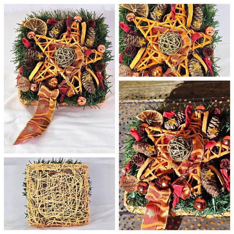 Casa-Poador Weihnachtsgesteck künstliche Accessoires Sterne Zapfen Tanne Kugeln
