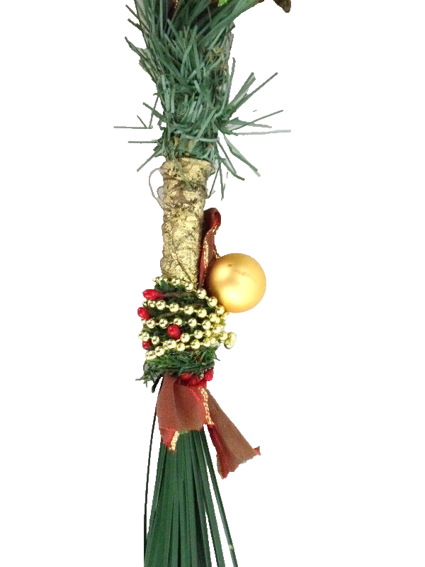 Künstlicher Seidenstrauß rund lang hängen 90 cm L Weihn. Gold Creme Rot Deko