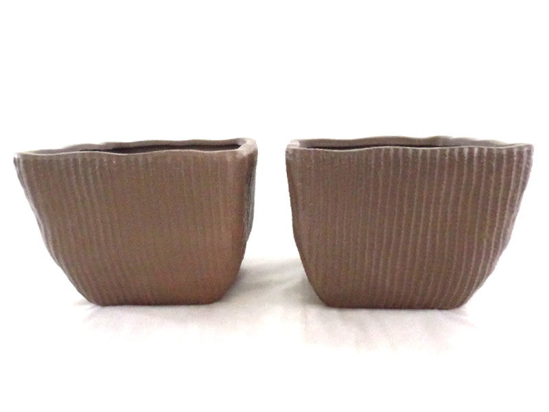 Töpfe 2 Übertöpfe dunkelbraun 11 cm Hoch Quadrat für Pflanzen Dekoration