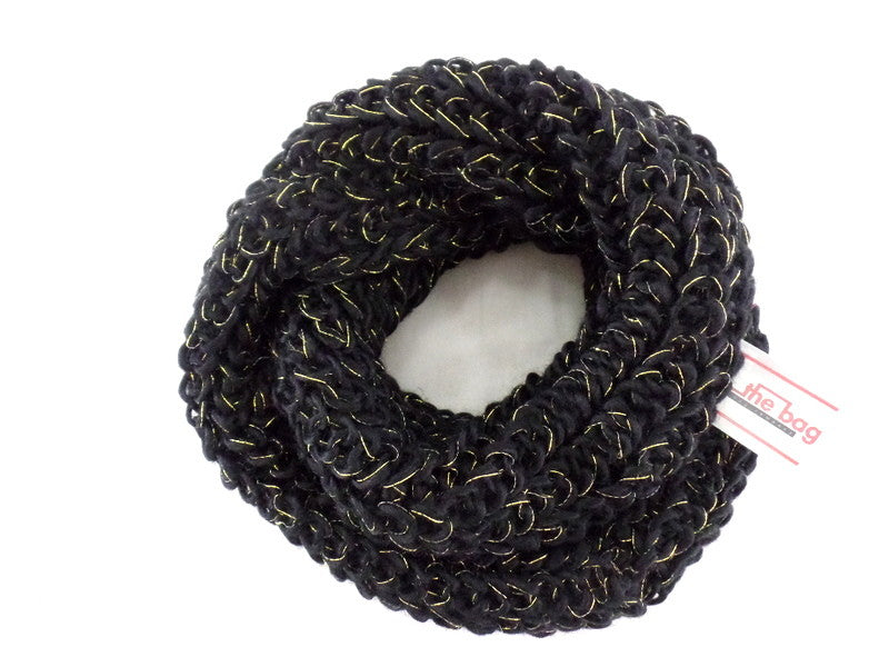 Schal Rundschal Schwarz Loop Wickelschal Schlauchschal gestrickt Polyester dick