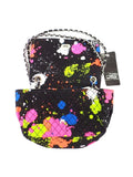 UMHÄNGETASCHE FLECKENMUSTER Schwarz Schultertasche New Design Stoff bunt