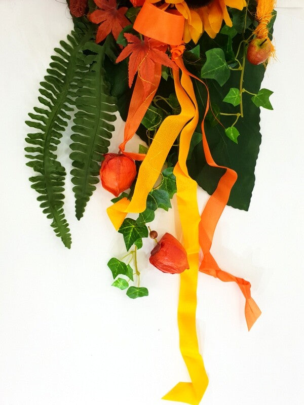 Gesteck Seide Ahornblatt Trocken Gelb Orange Kunstblumen Sonnenblumen