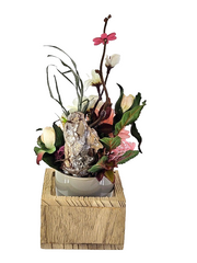 Casa-Poador Künstliches Gesteck  Kunstblume in Holzkästchen Blume  Geschenk Deko