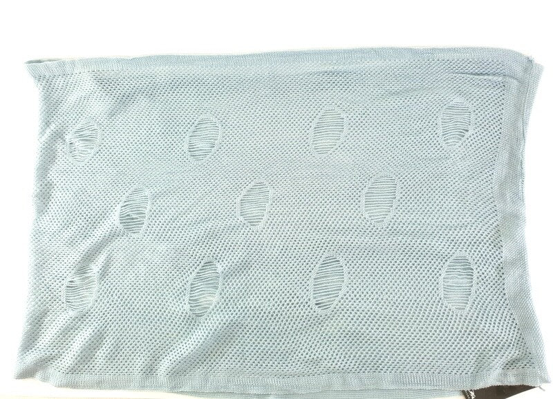 Schal Rundschal Blau Grau Loop Wickelschal gestrickt Lochmuster 100% Arcylic