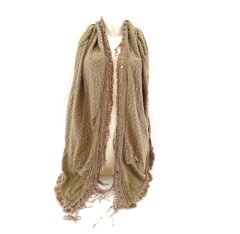 Schal Tuch Lagenlook Kunstfell Spitzenrand Fransen 170 L x 30 cm Blümchenmuster