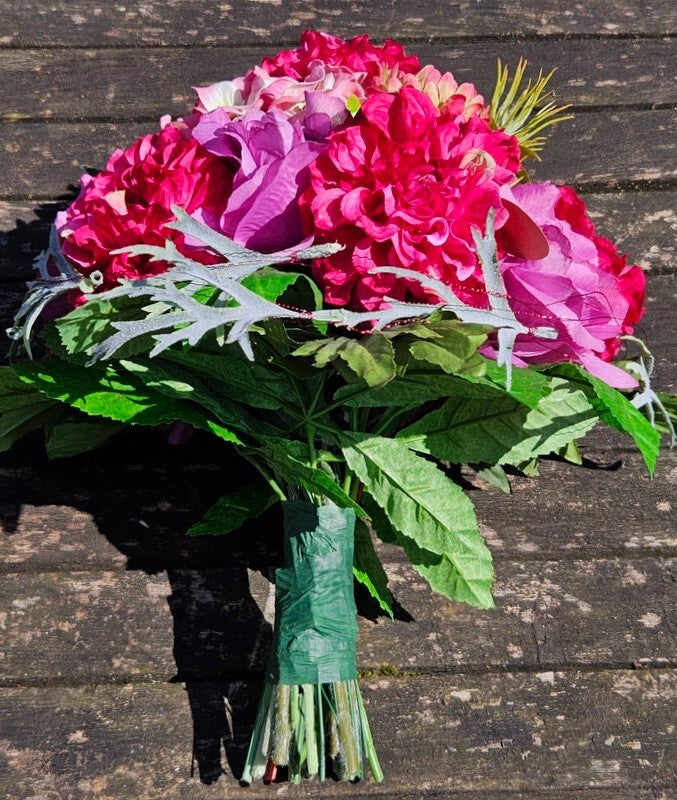 Strauß künstlich Rosa Pink Grün Kunstblumen 30 cm Lang 30 D rund