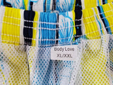 Shorts Badehose Badeshorts XL / XXL Lotus Shorts geblümt gestreift Gelb Blau