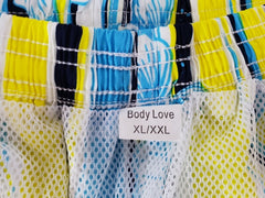 Shorts Badehose Badeshorts XL / XXL Lotus Shorts geblümt gestreift Gelb Blau