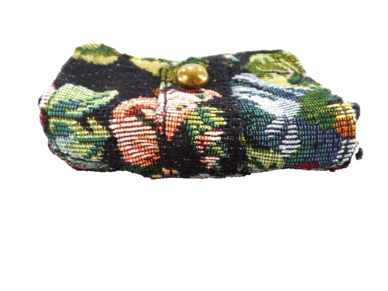 Geldbörse Schwarz Portmonaie Wallet Etui fortlaufendes Blumenmuster Magnetversch
