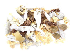 Natur Deko Sortiment Mix 250 g Zapfen Baum / Holzscheiben Äste Bambusringe Igel